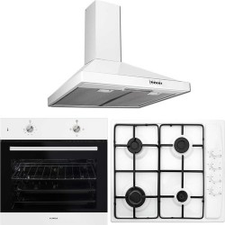 Luxell Beyaz Tasarım Üçlü Ankastre Set (Dp6 Piramit Davlumbaz - LX-410 Bf Ocak - B66-S2 Fırın) Outlet Ürün