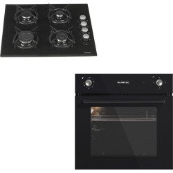  Kumtel 2'li Ankastre Set (KO-A6S2 Siyah Ankastre Fırın + Luxell LX-40 TAHDF 4 Gözü Gazlı Siyah Cam Ankastre Ocak) Set Outlet Ürün