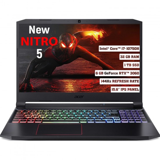 Acer Nitro 5 Intel Core I7 10750H 32GB 1tb SSD RTX3060 Freedos 15.6" Fhd Taşınabilir Bilgisayar  Teşhir Ürünü